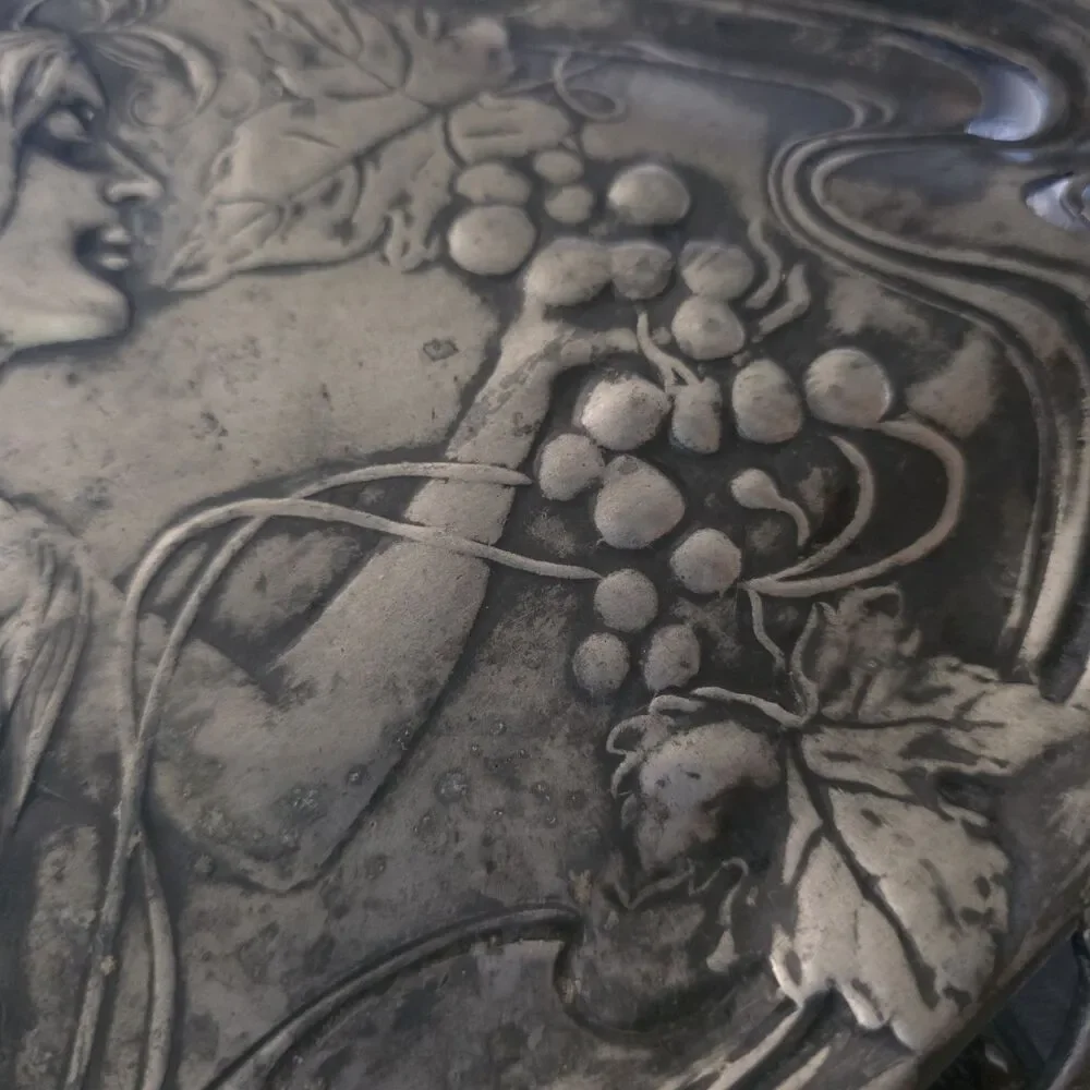 Antique ART NOUVEAU Calling Card Tray by American Silver Plate Pewter c.1900